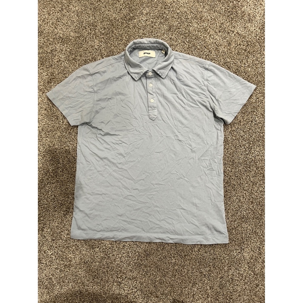 Buck Mason Mens Light Blue Cotton Short Sleeve Polo Shirt Small BM11059.223